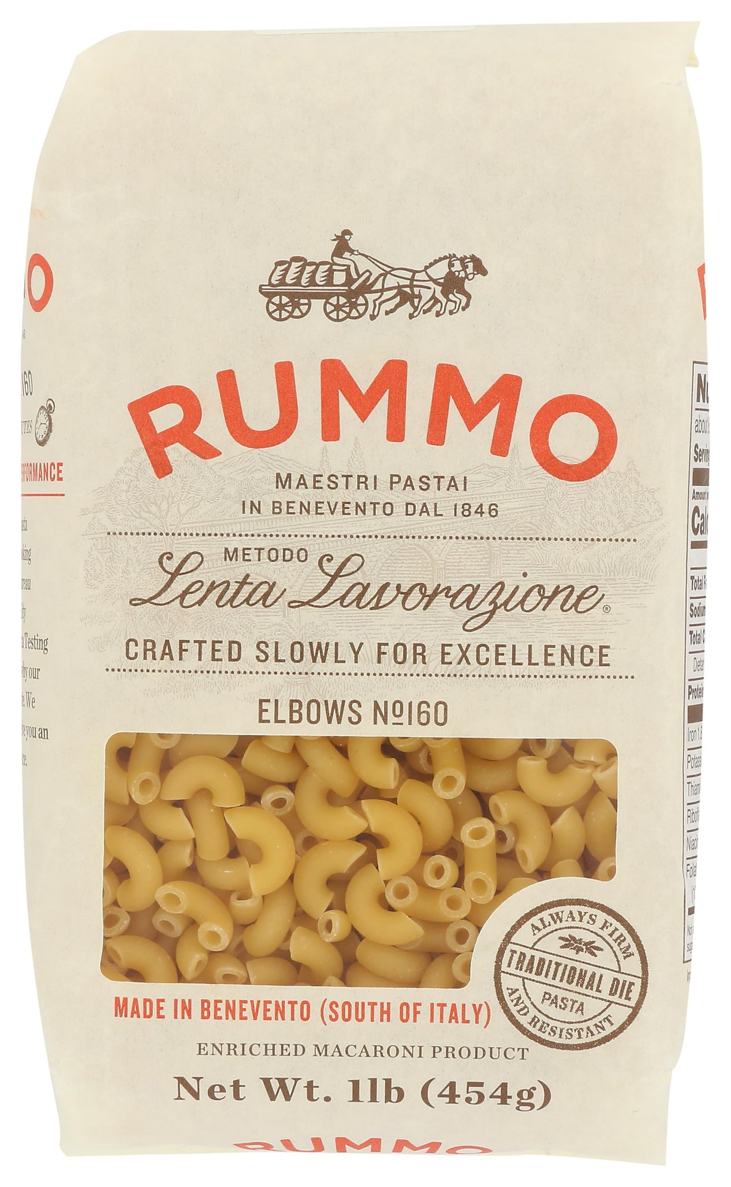 Rummo Elbows Pasta N.160 - Elbow Macaroni Pasta Noodles, Elbow Noodles, Durum Wheat Pasta, Italian Pasta, Dry Pasta - 16 Ounce (Pack Of 1)