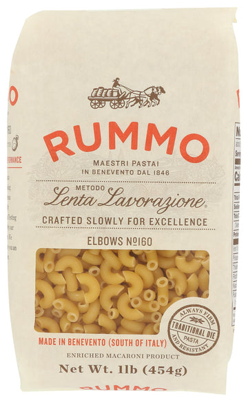Rummo Elbows Pasta N.160 - Elbow Macaroni Pasta Noodles, Elbow Noodles, Durum Wheat Pasta, Italian Pasta, Dry Pasta - 16 Ounce (Pack Of 1)
