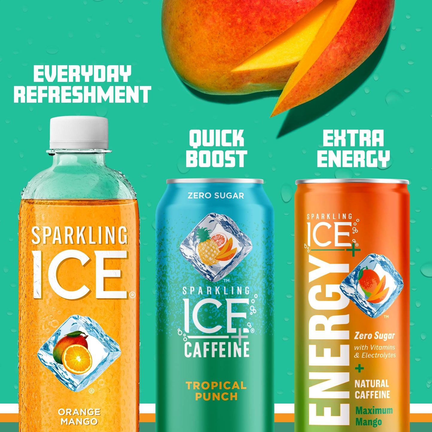 Sparkling Ice Orange Mango Sparkling Water, Zero Sugar, 17 Fl Oz Bottles, Pack of 12
