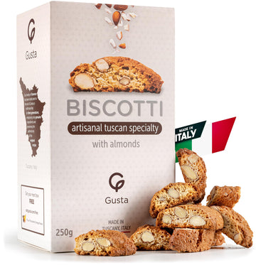 GUSTA Authentic Biscotti Cookies - Classic Almond - 8.75oz - All Natural Italian Dessert Treats