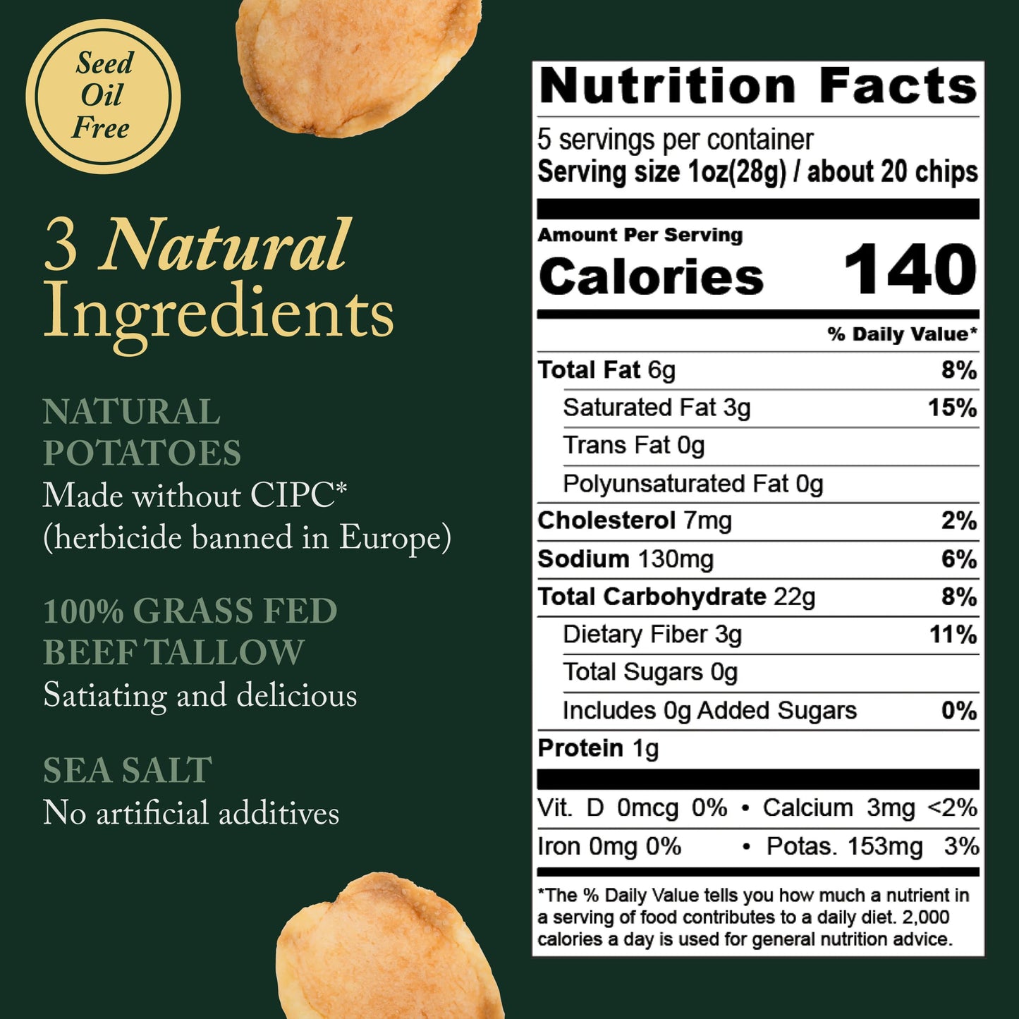 Vandy Crisps Potato Chips - Gluten Free, Vegetable & Seed Oil Free - 5 Ounce (Pack of 2)