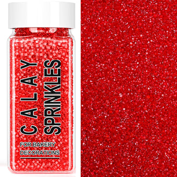 Red Sanding Sugar Sprinkles, 4.6 oz Edible Sparkling Sugar Crystals for Baking Topping, Cupcakes, Cookies, Ice Cream & Cake Deco