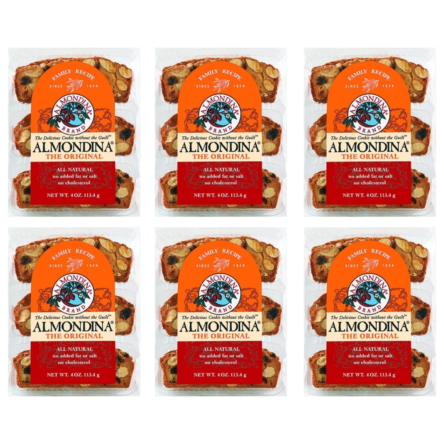 Almondina Almond Cookies, Original Flavor, Non-Dairy And Kosher Thin Cookies, Toasted With Natural Ingredients, Sweet And Crunchy Biscotti Snack, 4-Ounce Package (Pack Of 6)