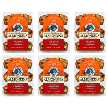 Almondina Almond Cookies, Original Flavor, Non-Dairy And Kosher Thin Cookies, Toasted With Natural Ingredients, Sweet And Crunchy Biscotti Snack, 4-Ounce Package (Pack Of 6)