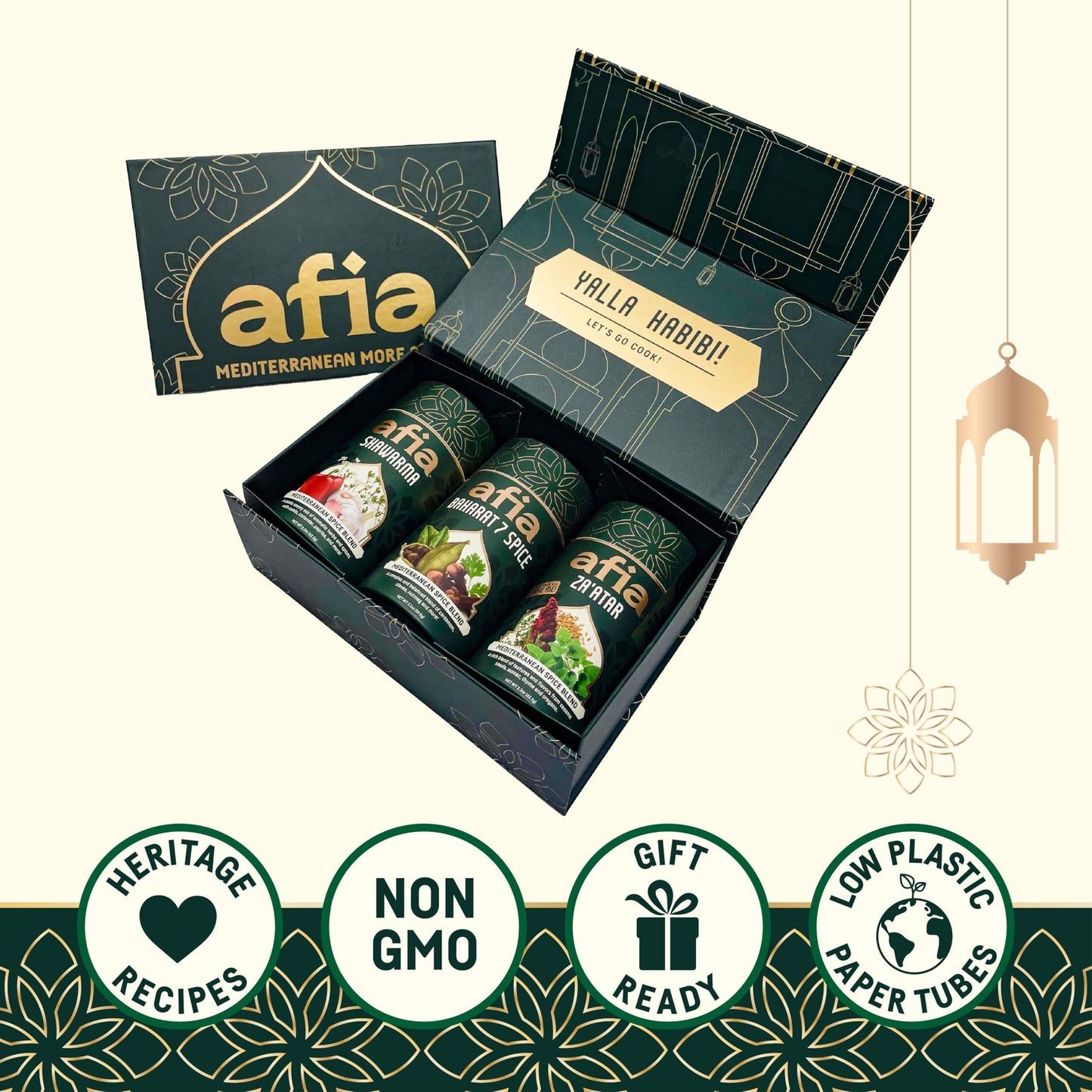 Afia Mediterranean Spice Blends Gift Set | Za’Atar, Baharat & Shawarma Spice | Mediterranean For Steak, Chicken And Vegetable Seasoning, Bbq Rub (Pack Of 3)