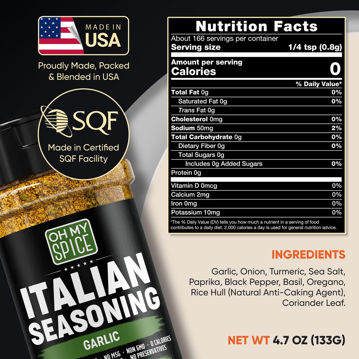 Italian Seasoning Blend Garlic Powder Mix - Gluten Free & Low Sodium Pizza Seasonings For Bruschetta & Spaghetti. Garlic And Her