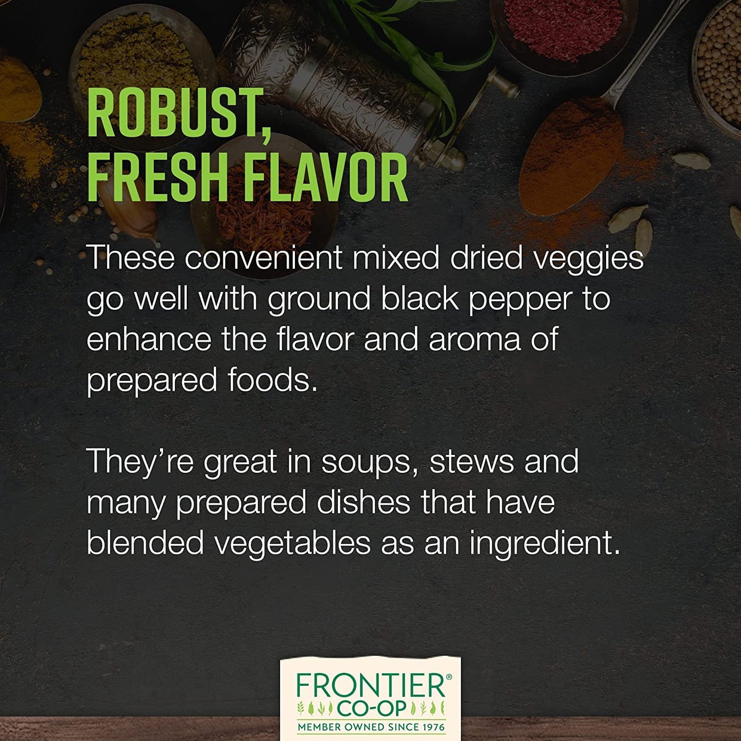 Frontier Deluxe Vegetable Soup, 1-Pound, Mixed Dried Vegetables For Soup, Stew, Stir Fry, Onion, Carrots, Peas & Potatoes