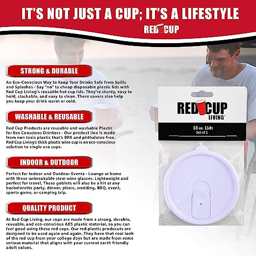 Redcupliving Reusable Red Party Cup Lids for 18 oz & 32 oz Cups