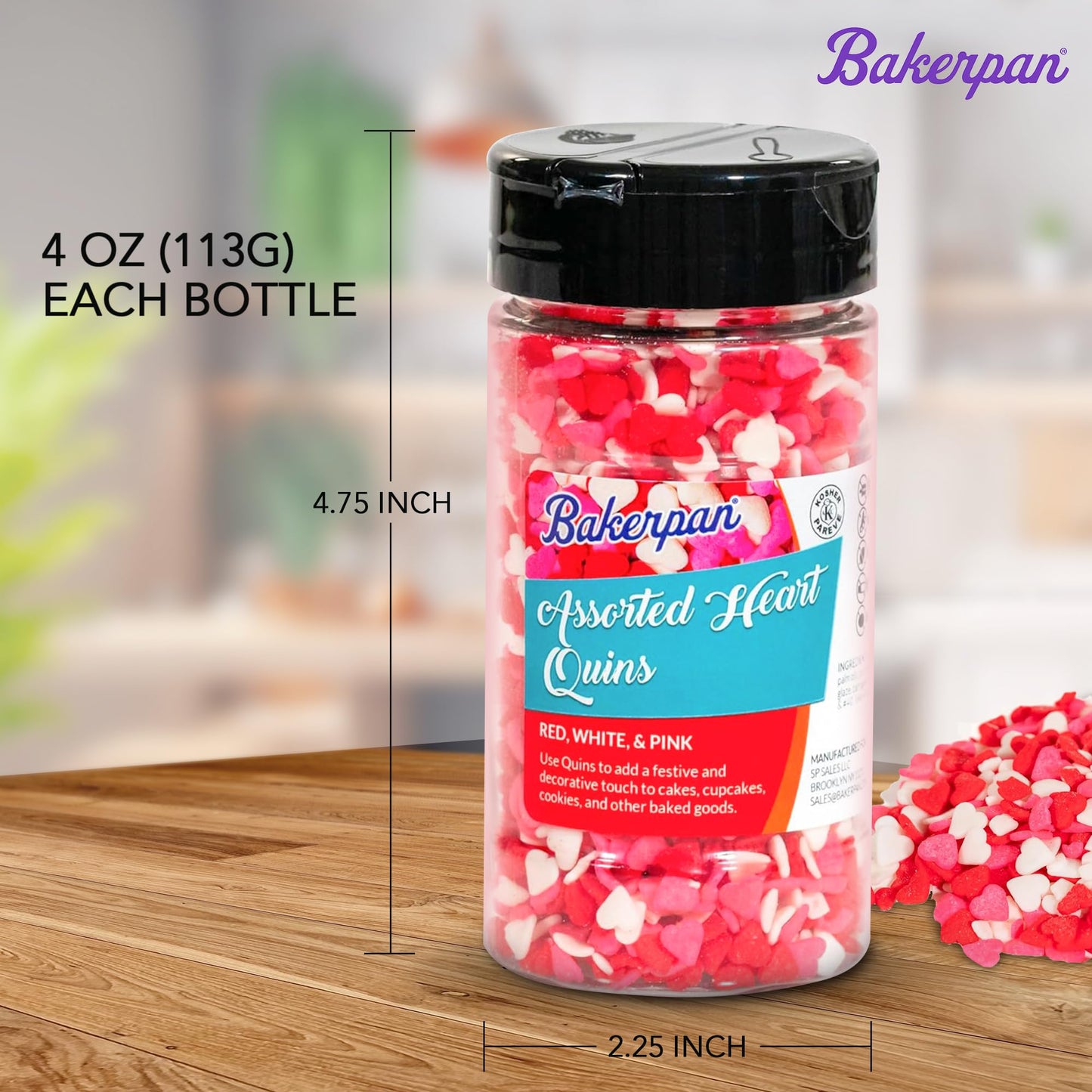 Bakerpan Quins Sprinkles For Cake Decorating - Silver Sprinkles Edible 4 Ounces - Edible Confetti Sprinkles For Cupcakes, Ice Cream, Cookies, Cakes (Made In Usa)