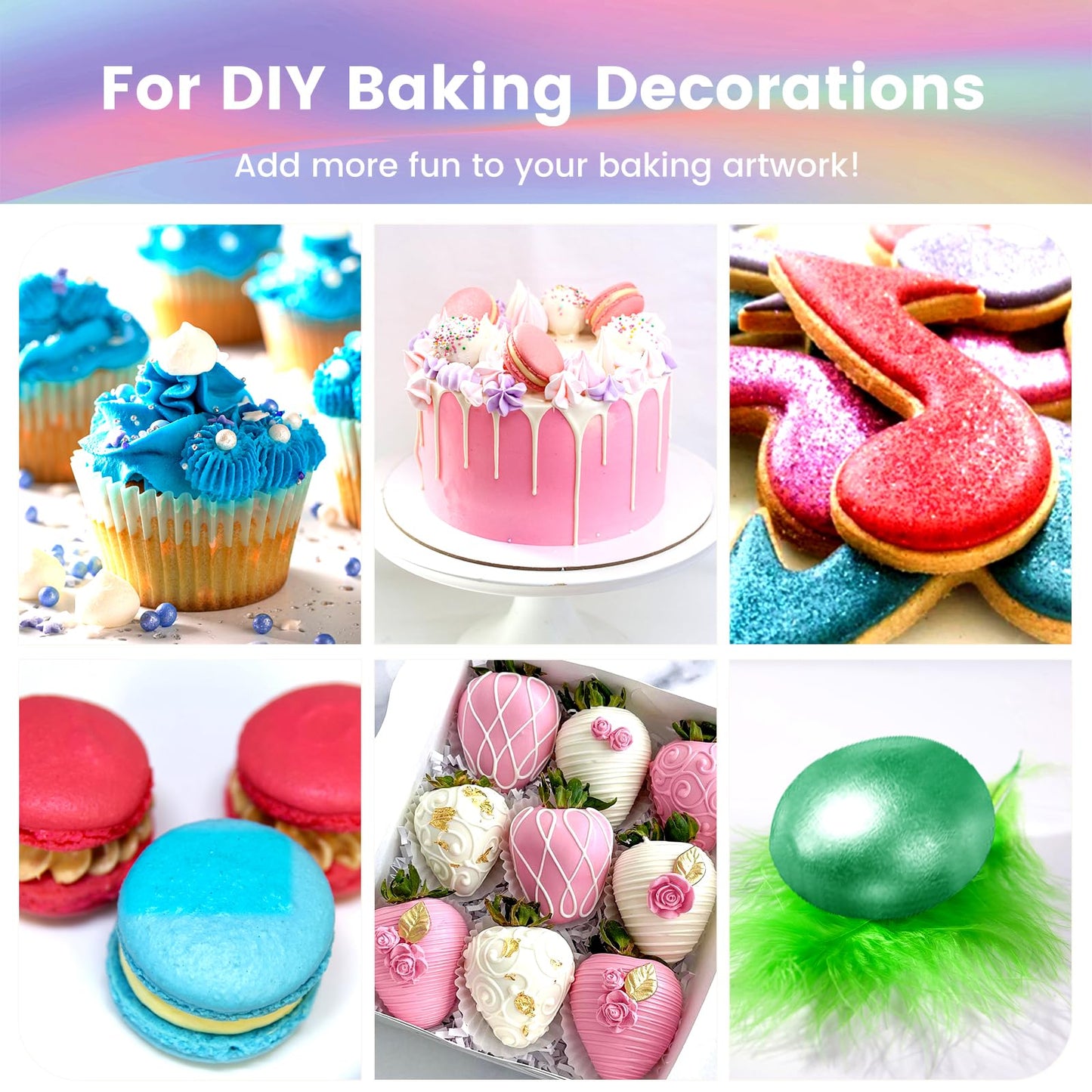5 Colors Edible Glitter Set, Edible Glitter for Drinks, Luster Dust Shimmer Powder for Christmas Baking, Cakes, Cocktails, Bever