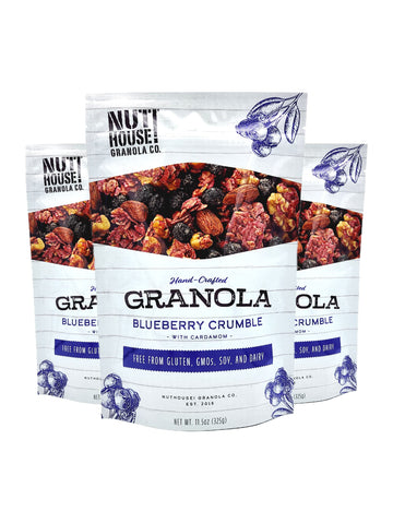 NutHouse! Granola Premium Blueberry Crumble Granola - Gluten-Free, Non-GMO, Vegan, 11.5 oz Bag (3-Pack)