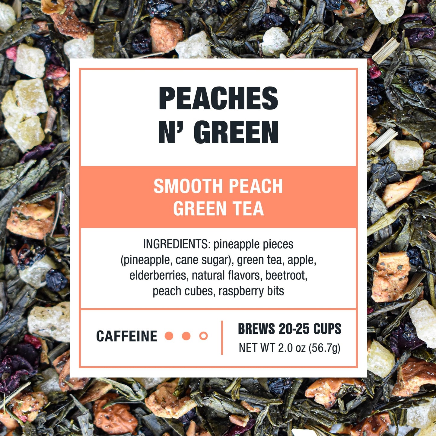 Tiesta Tea Peaches N Green Loose Leaf Tea, Premium Medium Caffeinated Blend, 2.0 oz Pouch, Brews Up to 25 Cups