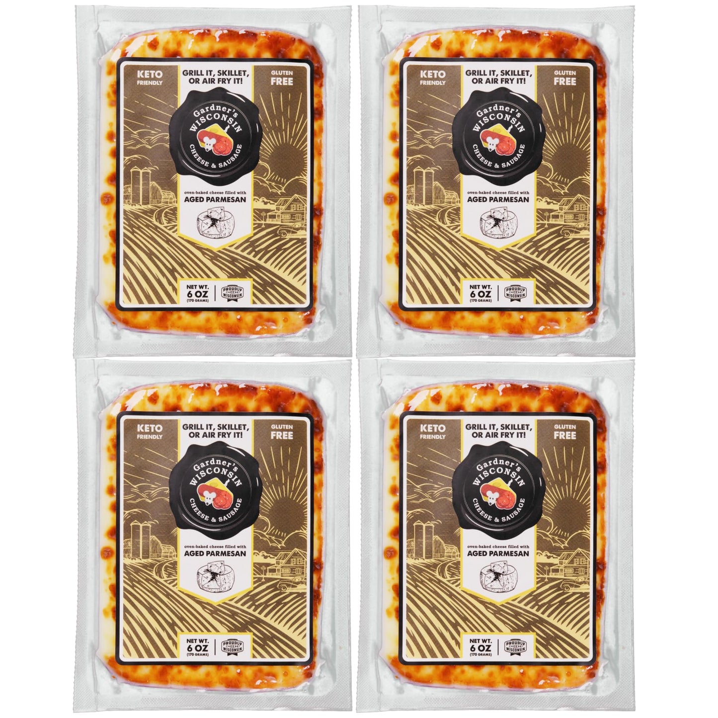 Gardner s Wisconsin Cheese and Sausage, 4 Pack of Oven Baked Cheese, Filled with Aged Parmesan (6 Ounces Per Block) - Artisan C