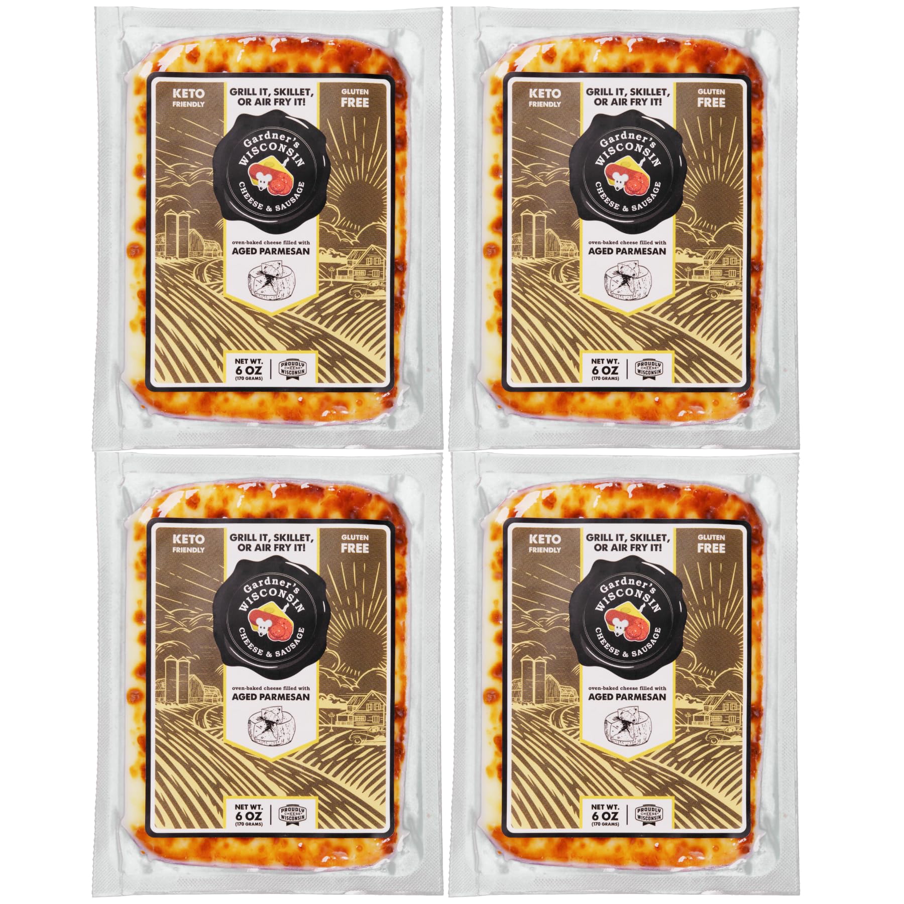 Gardner s Wisconsin Cheese and Sausage, 4 Pack of Oven Baked Cheese, Filled with Aged Parmesan (6 Ounces Per Block) - Artisan C