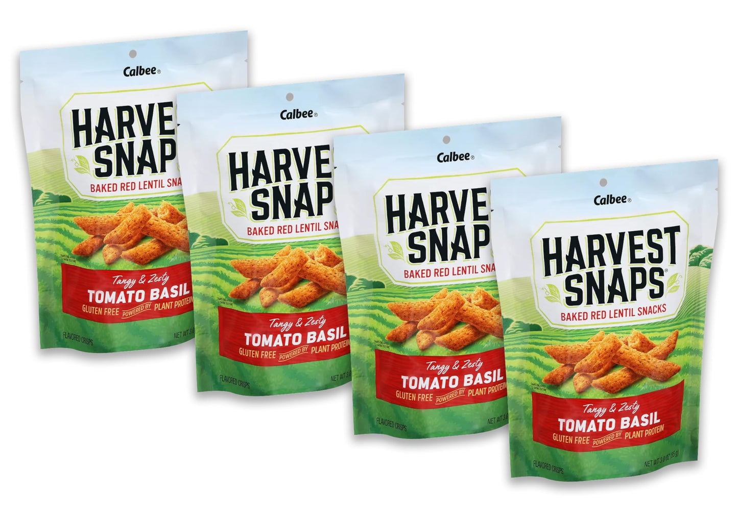 Harvest Snaps Veggie Chips (Red Lentil Snack Crisps Tomato Basil, 3.0 Oz) | Powered By Plant Protein, Gluten Free, Non-Gmo Baked