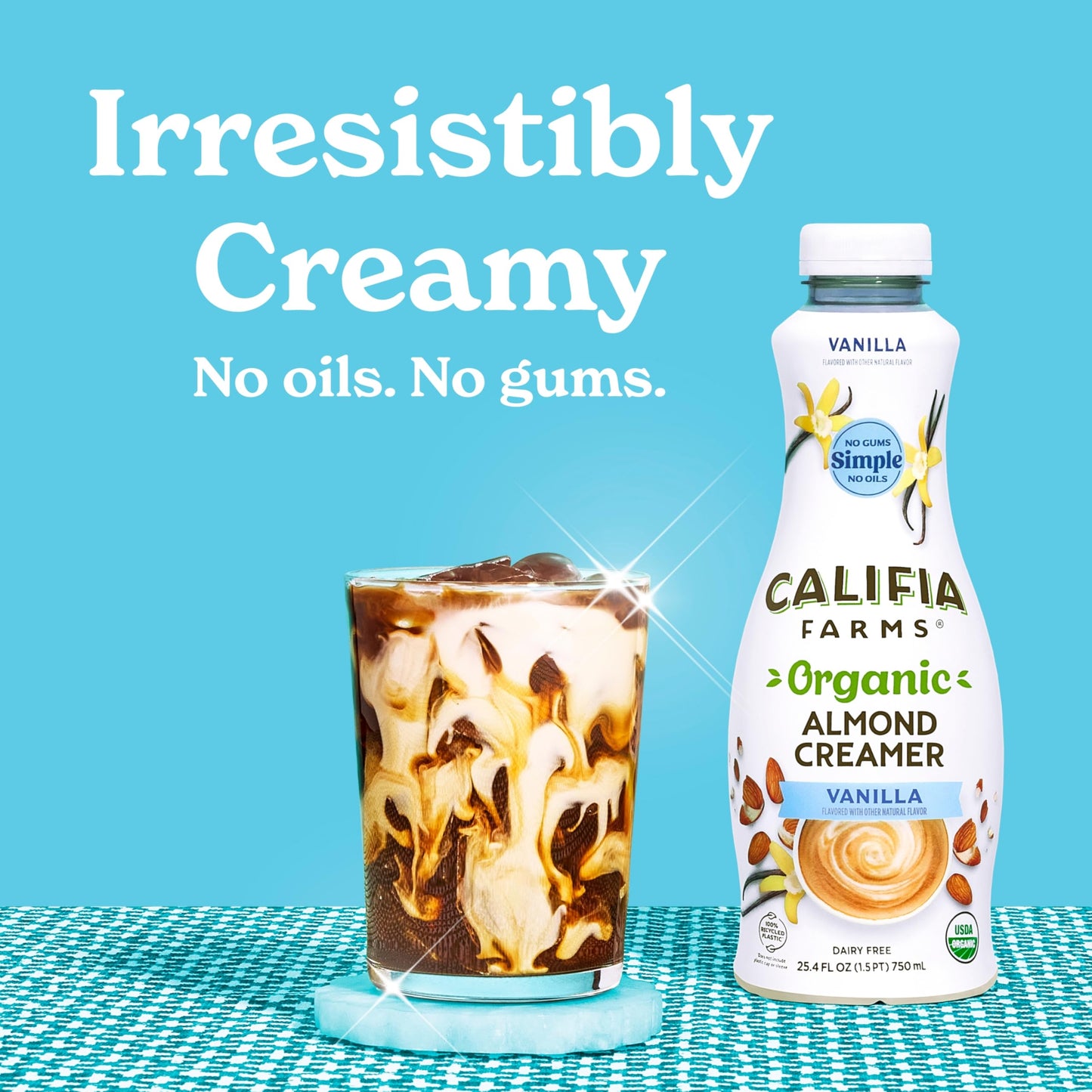 Califia Farms - Organic Vanilla Almond Milk Coffee Creamer, 25.4 Oz, Dairy Free, Plant Based, Vegan, Gluten Free, Non GMO, Almon