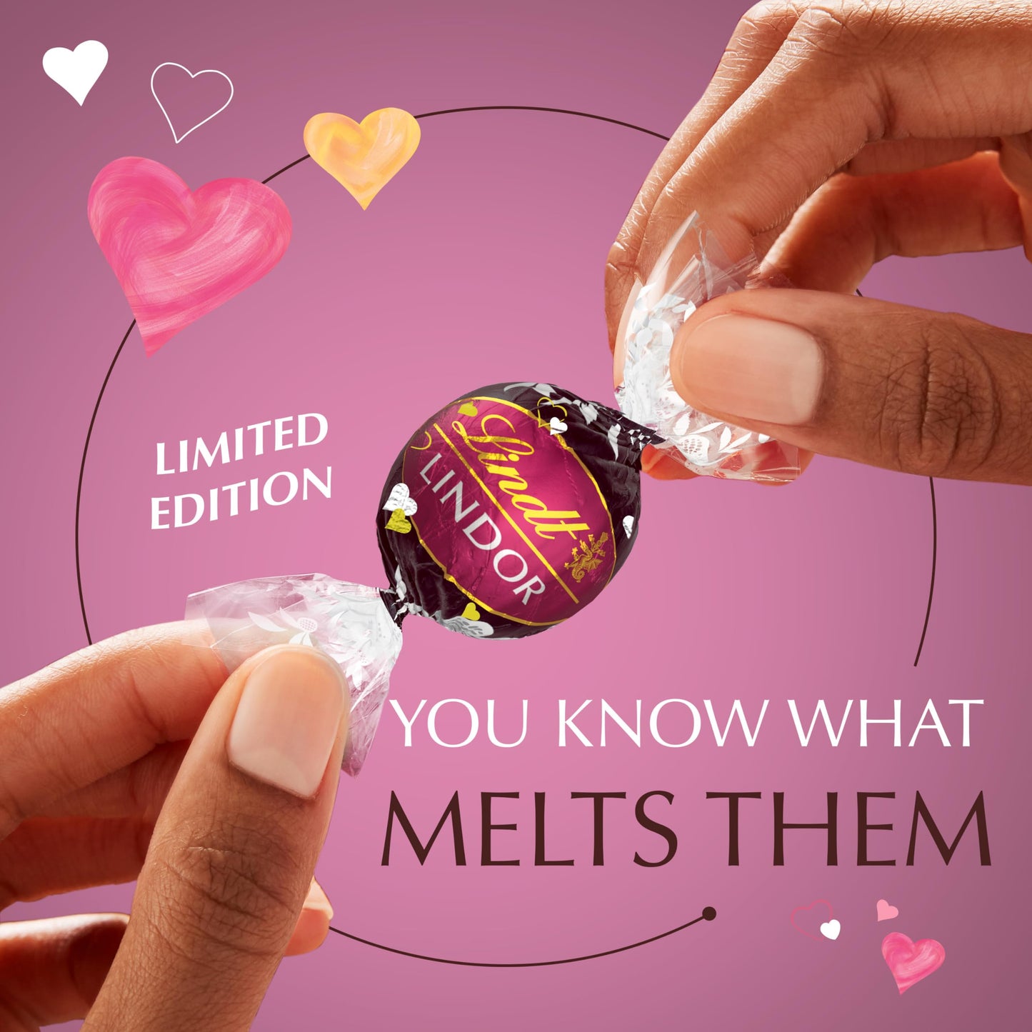 Lindt LINDOR Strawberry Dark Chocolate Truffles, 15.2 oz Bag, Dark Brown & Light Pink/White, Smooth Melting Center