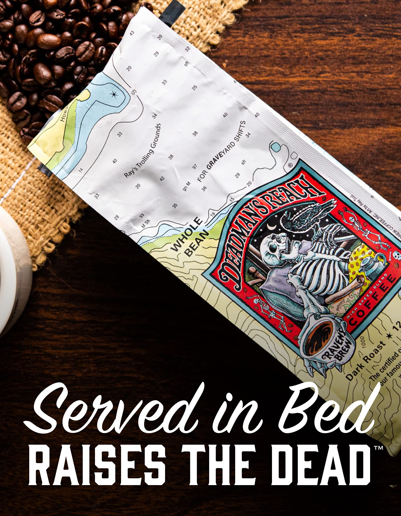 Ravens Brew Coffee Dark Roast High Caffeine Ground Coffee - Deadmans Reach, 32 Ounce