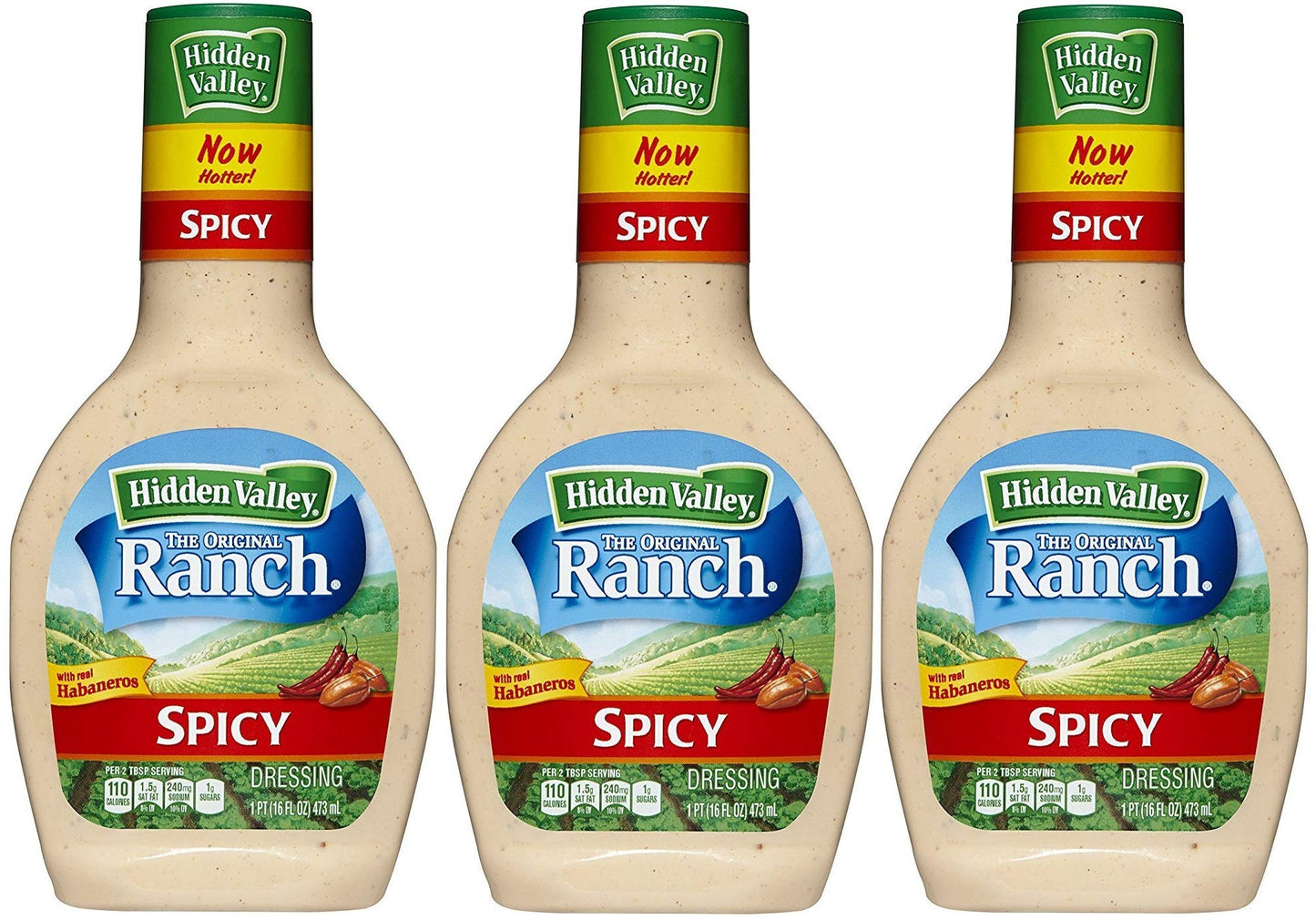 Hidden Valley Ranch, Spicy Ranch Dressing, 24Oz Squeeze Bottle (Pack Of 3)