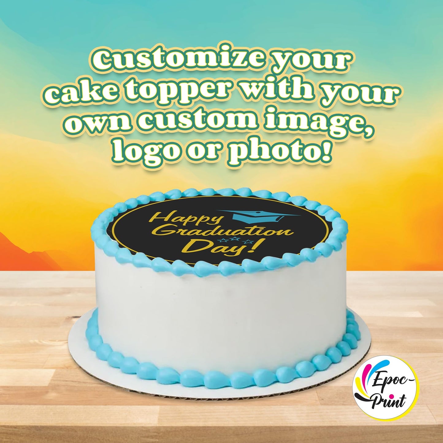 Custom Edible Prints On Cake: Create Your Special Event With Custom Edible Image Toppers - Upload Photos For Unique, Stylish Designs On Rectangular, Round Cakes Designs - 7.5 Round Cake Topper