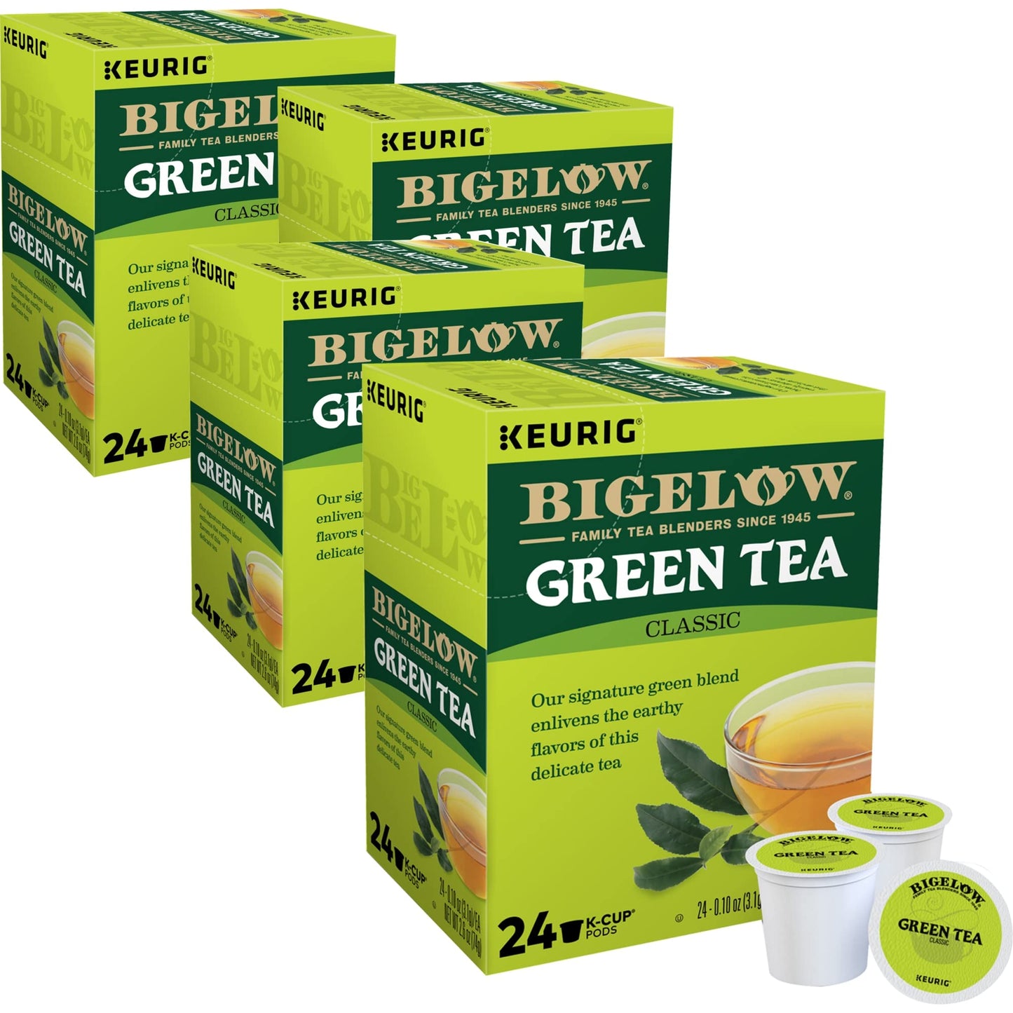 Bigelow Tea K-Cup Green Tea Pods, 24 Count (Pack of 4), Compatible with Keurig Brewers, Model BGKCT96