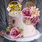 Flower Cake Toppers Happy Birthday Cake Toppers With Artificial Purple Rose Flowers Eucalyptu Leaves For Birthday Party Wedding