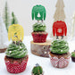 24 Pcs Ugly Sweater Cupcake Toppers Gold Green Red Glitter Christmas Tree Deer Snowflake Cupcake Picks Winter Merry Christmas Th