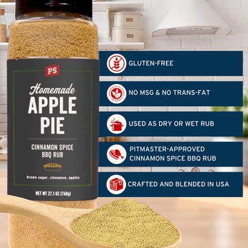 PS Seasoning Apple Pie Rub - Sweet & Smoky BBQ Seasoning for Grilling, Baking - 27.1oz