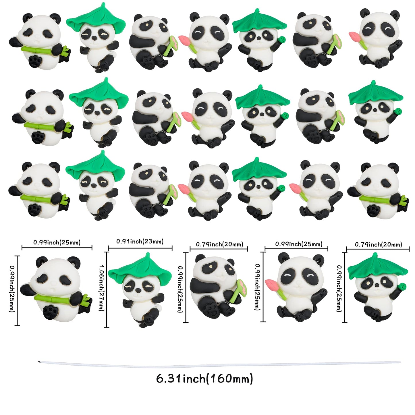 Gyufise 25Pcs Panda Cupcake Toppers Glitter Green Bamboo Cupcake Picks Cute Animal Bear Cake Decorations Baby Shower Kids Birthd