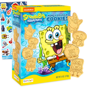 Spongebob Honey Graham Cookies Snack Box (6oz) - Pantry Birthday Party Favors Cookie Pack Bundle with Spongebob Cookie Sweet Tre