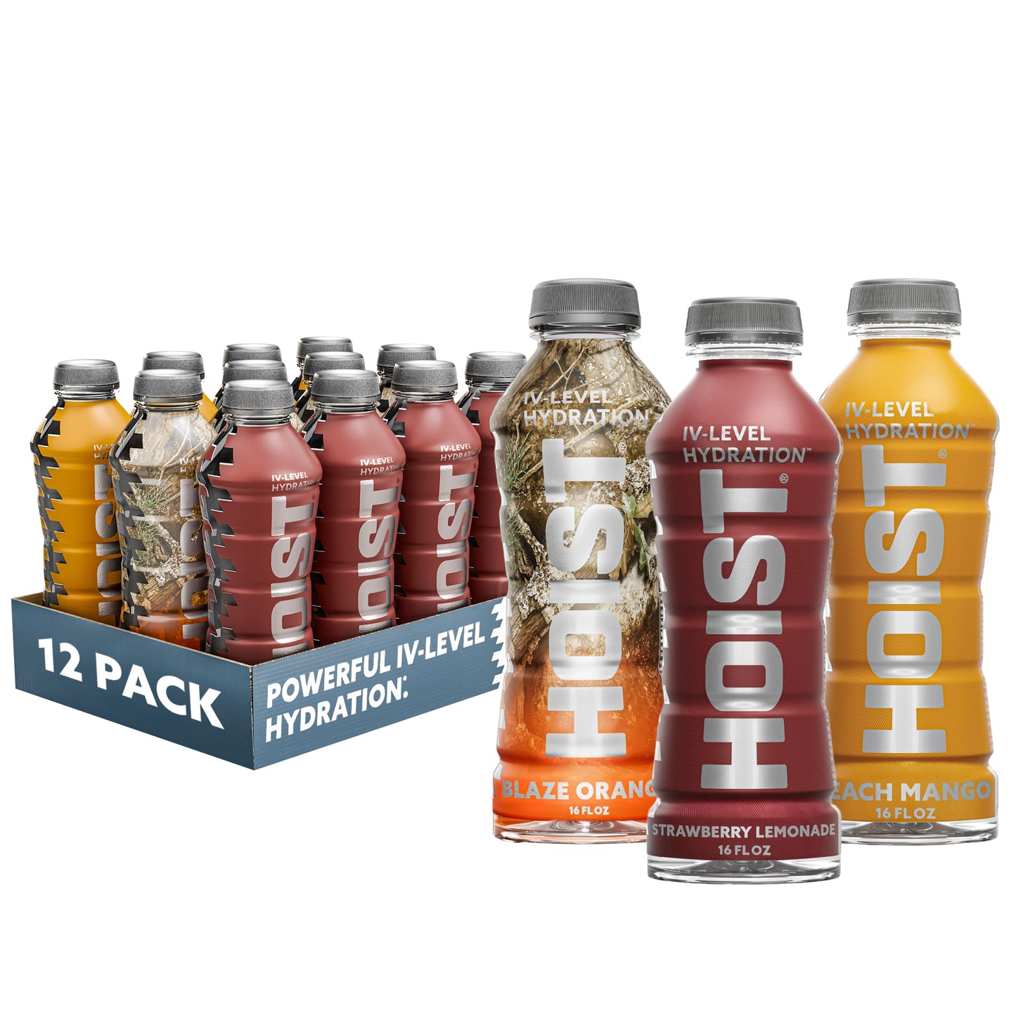 HOIST Premium Hydration Electrolyte Drink, Variety Pack, 16 Fl Oz (Pack of 12)