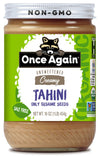 Once Again Organic Sesame Tahini, 16oz - Salt Free, Unsweetened - USDA Organic, Gluten Free, Vegan, Kosher, Peanut Free - Glass 