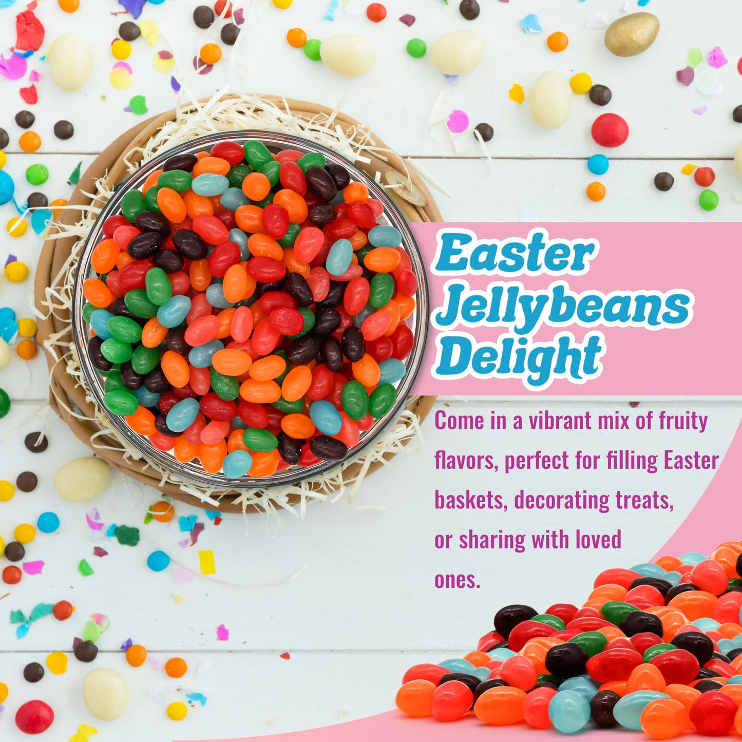 Jelly Beans - 2 lb Bulk Bag | Assorted Flavors: Strawberry Orange, Blue Raspberry, Watermelon, Grape, & Apple | Perfect for Cand