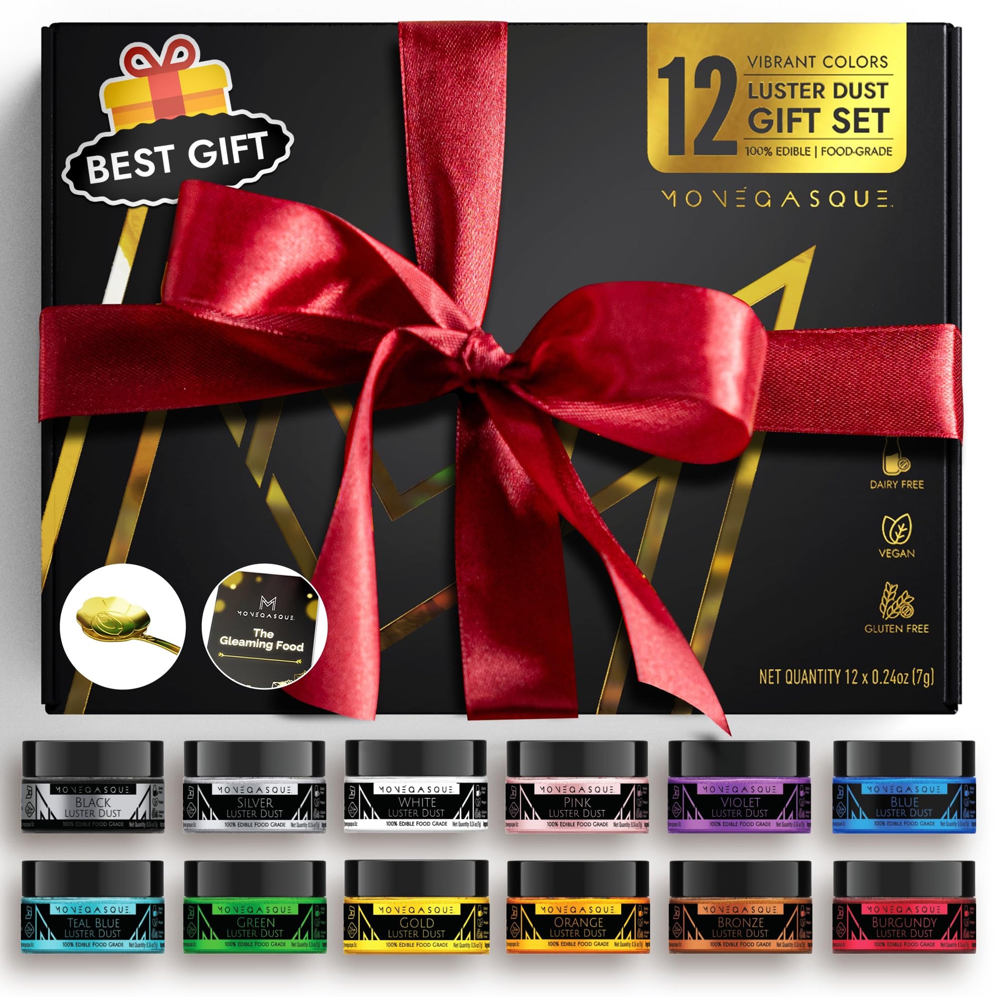 Mon  Gasque Edible Luster Dust Edible Glitter For Cocktails 12Pcs Set - Ideal Baking Gifts For Women - Premium Edible Halloween
