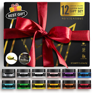 Mon  Gasque Edible Luster Dust Edible Glitter For Cocktails 12Pcs Set - Ideal Baking Gifts For Women - Premium Edible Halloween