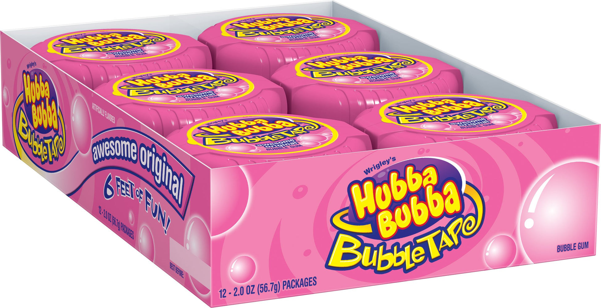 Hubba Bubba Bubble Tape Original, 6-Null Boxes (Pack Of 24)