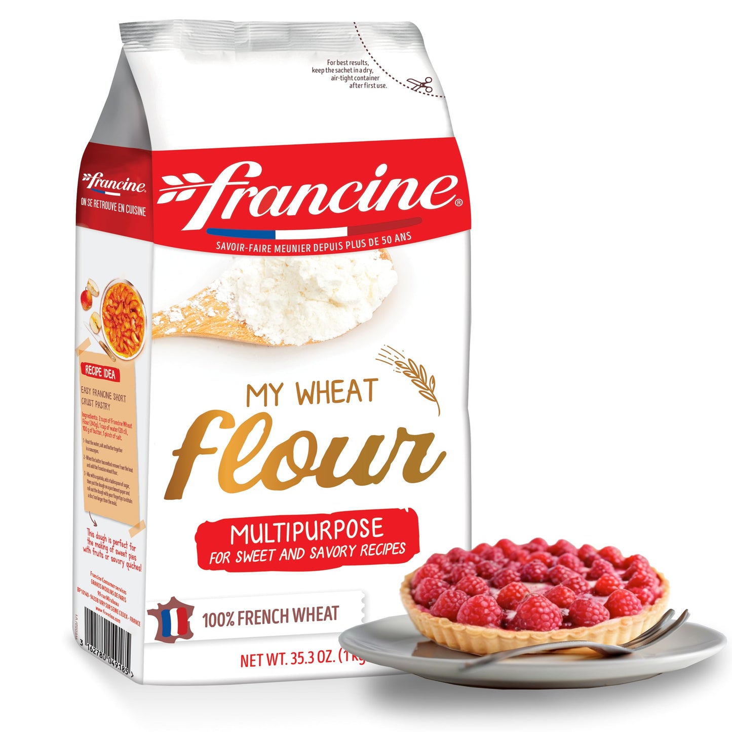 Francine Farine De Ble Tous Usages - French All Purpose Wheat Flour - 2.2 Lbs