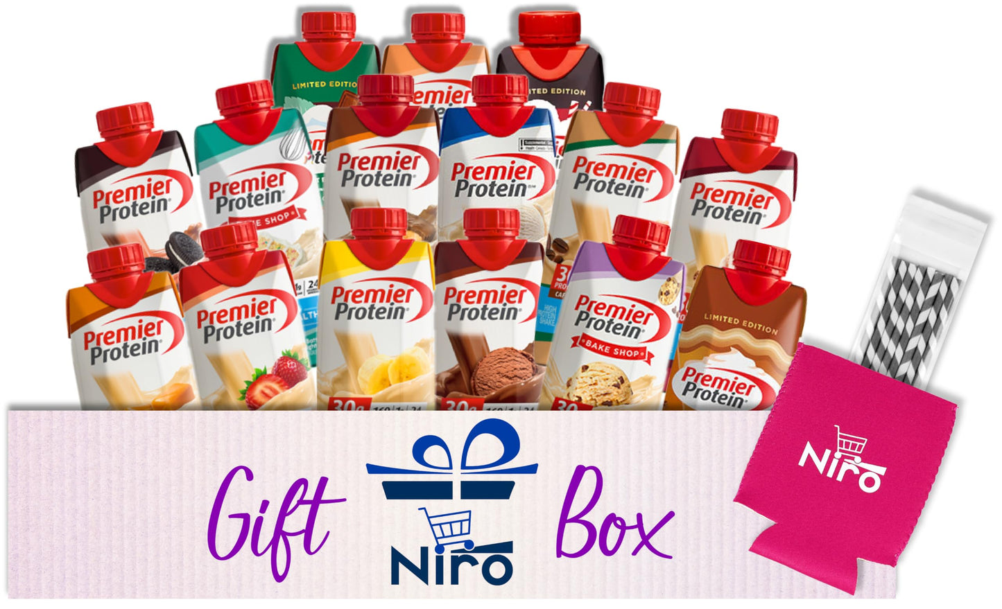 Niro Assortment | Protein Shakes Variety Pack | 18 Count with 6 Each of 3 Delicious Flavors; Chocolate, Vanilla, and Strawberry