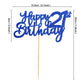 Sioditin Cake Topper - Bule Glitter 21st Birthday Decoration - Medium Size - Paper Material