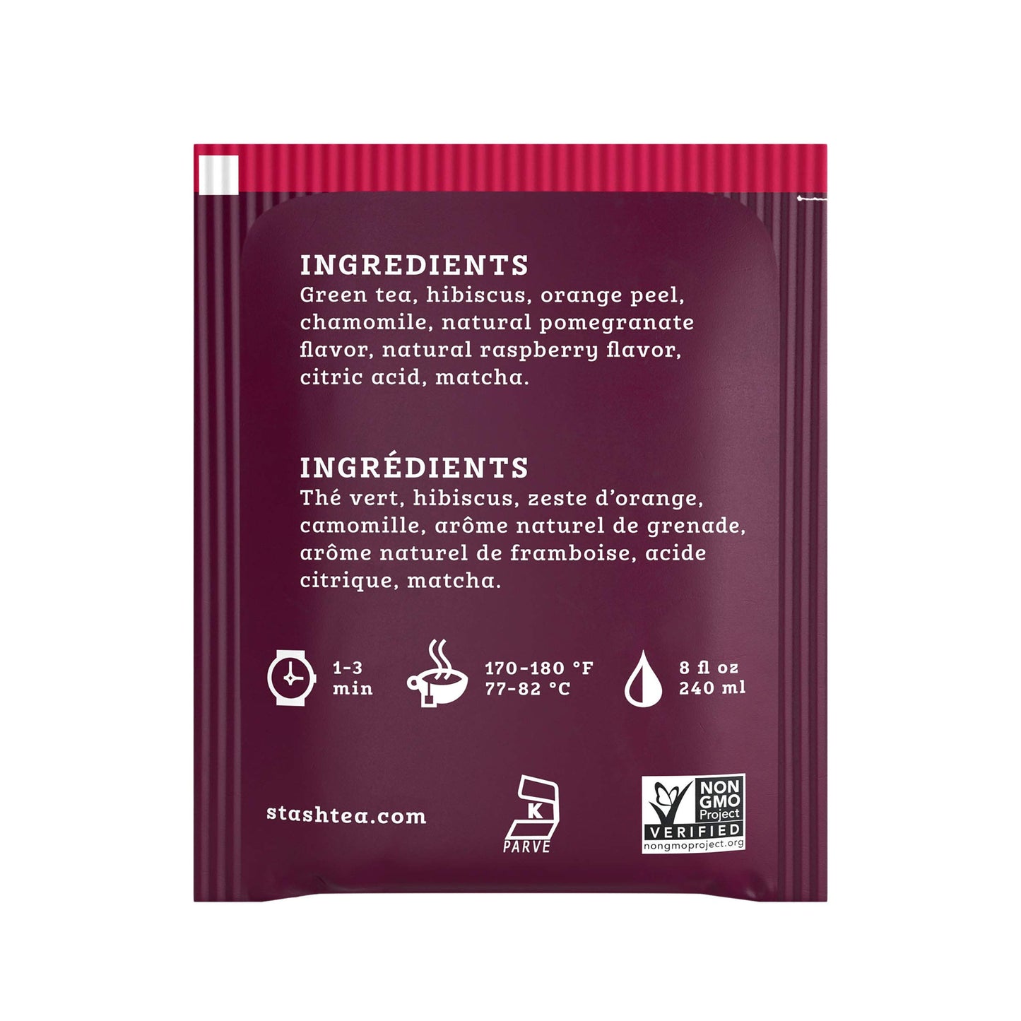 Stash Pomegranate Raspberry Green Tea Bags, 18 Count, Foil Wrapped for Hot or Iced Tea, Model 077652083668