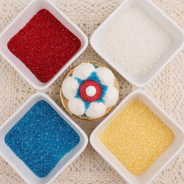 Sanding Sugar Yellow Red White And Blue Sprinkles For Cake Decorating, 4Th Of July Sprinkles 4 Colors Sparkling Decorating Coars