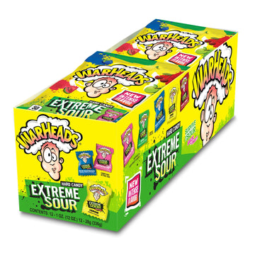 Warheads - Extreme Sour Hard Candy - Sour Apple, Black Cherry, Blue Raspberry, Lemon & Watermelon Flavors - 1 Oz. Bags - 12 Pack