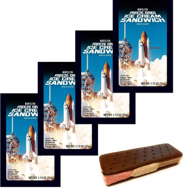 Luvyduvy Freeze-Dried Neapolitan Ice Cream Sandwiches (Chocolate-Vanilla-Strawberry) - 4-Pack
