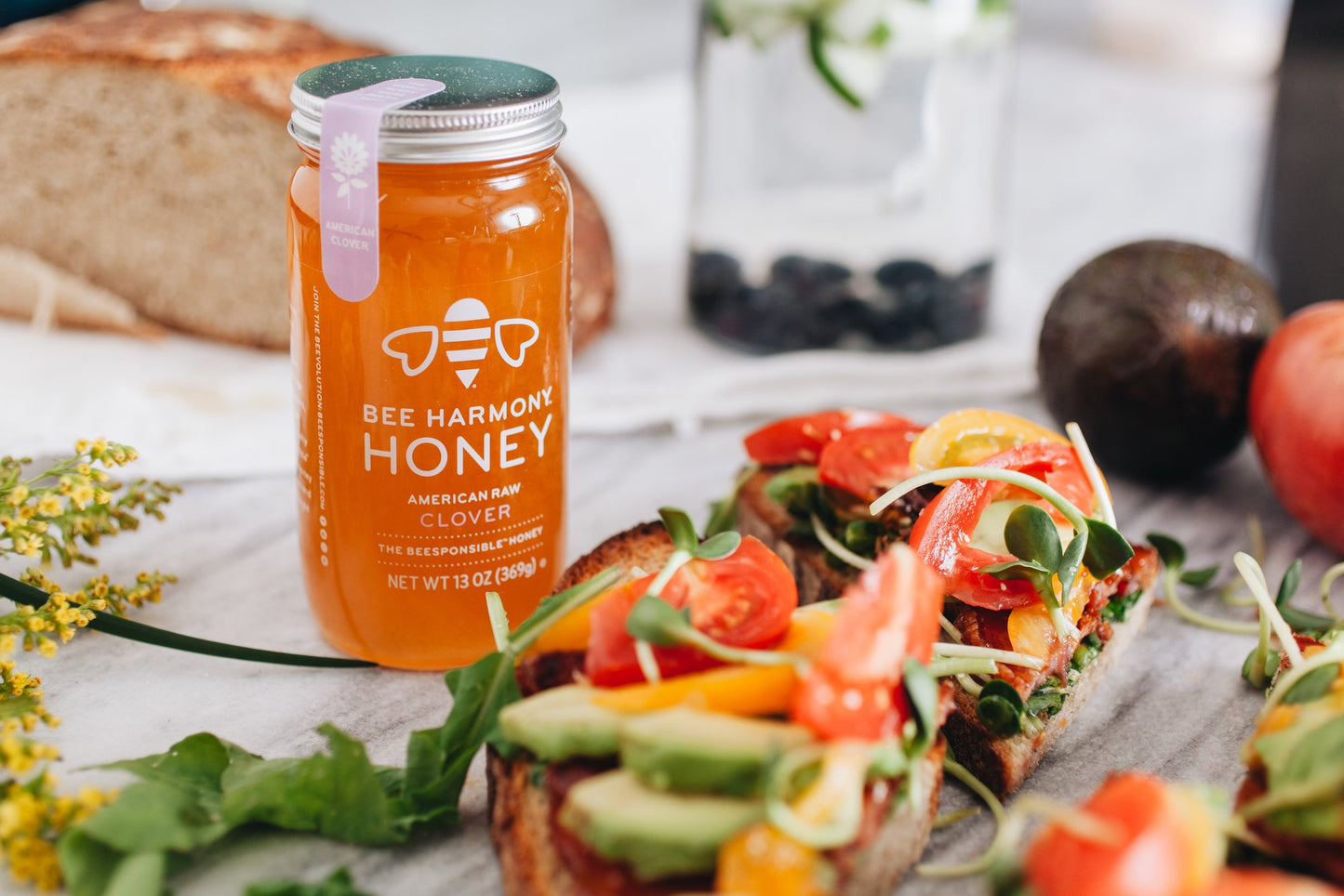 Bee Harmony Raw Clover Honey - 12 Ounce Jars (Pack of 2)