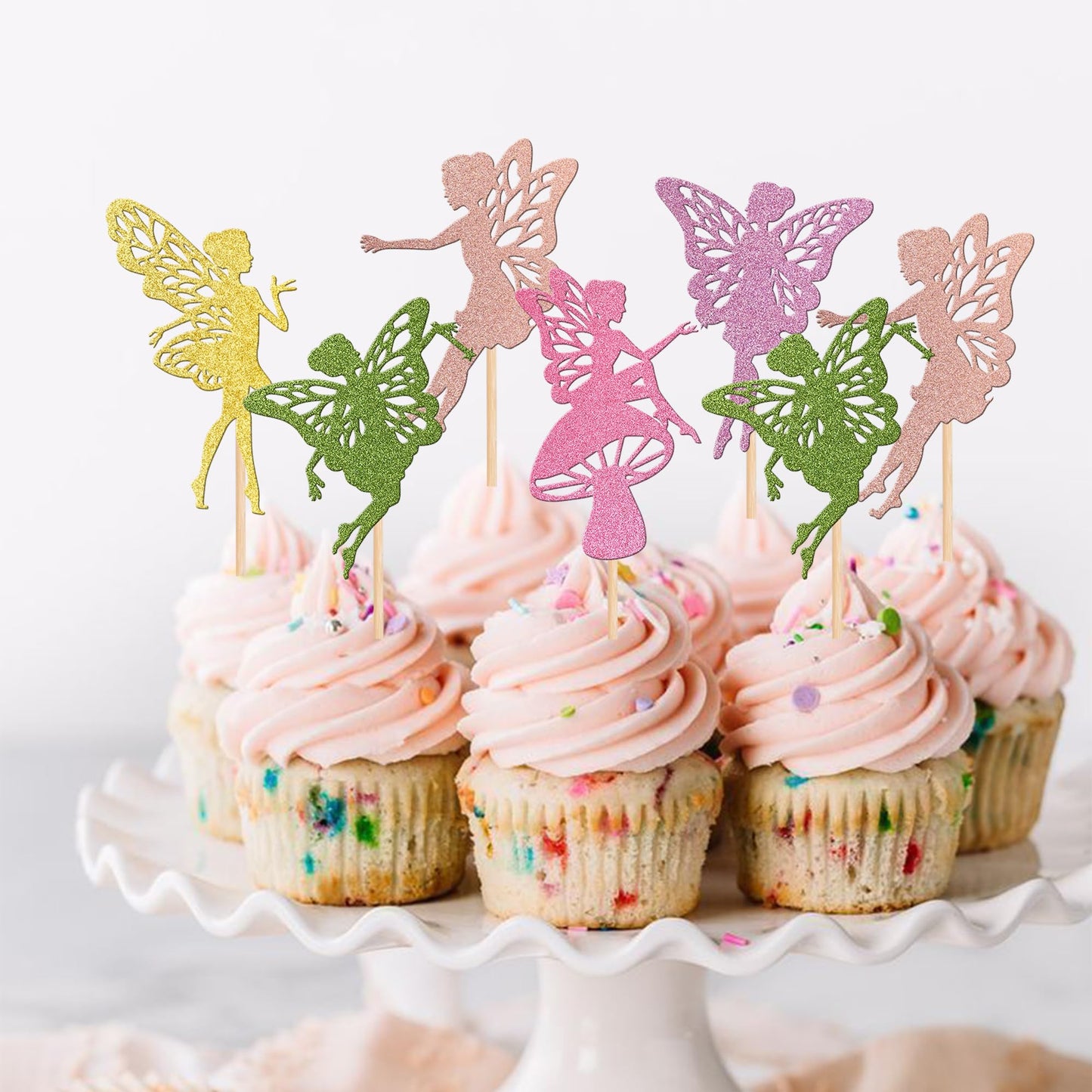 30 Pcs Fairy Cupcake Toppers Glitter Flower Angel Fairy Cupcake Picks Ballet Dancer Cupcake Decorations For Wedding Bridal Showe