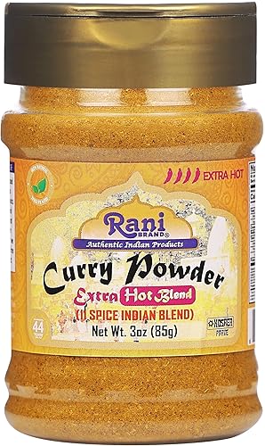 Rani Curry Powder Extra Hot (11-Spice Authentic Indian Blend) 3Oz (85G) Pet Jar ~ All Natural | Salt-Free | Vegan | No Colors |