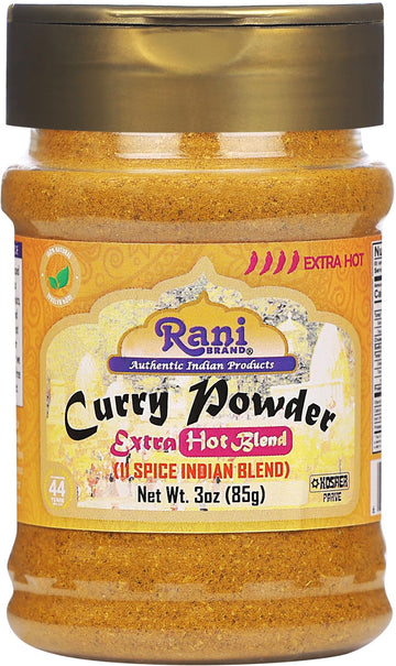Rani Curry Powder Extra Hot (11-Spice Authentic Indian Blend) 3Oz (85G) Pet Jar ~ All Natural | Salt-Free | Vegan | No Colors |