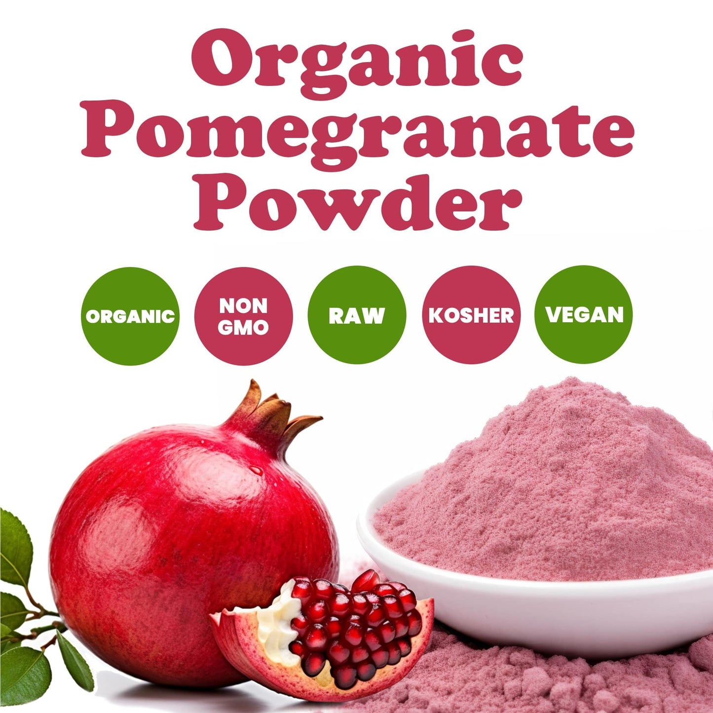 Food To Live Organic Pomegranate Powder, 1 Pound - Non-Gmo, Unsulfured, Raw, Dried Fruit, Vegan, Bulk, Great For Juices, Smoothies, Yogurts, & Breakfast Drinks, Contains Maltodextrin, No Sulphites