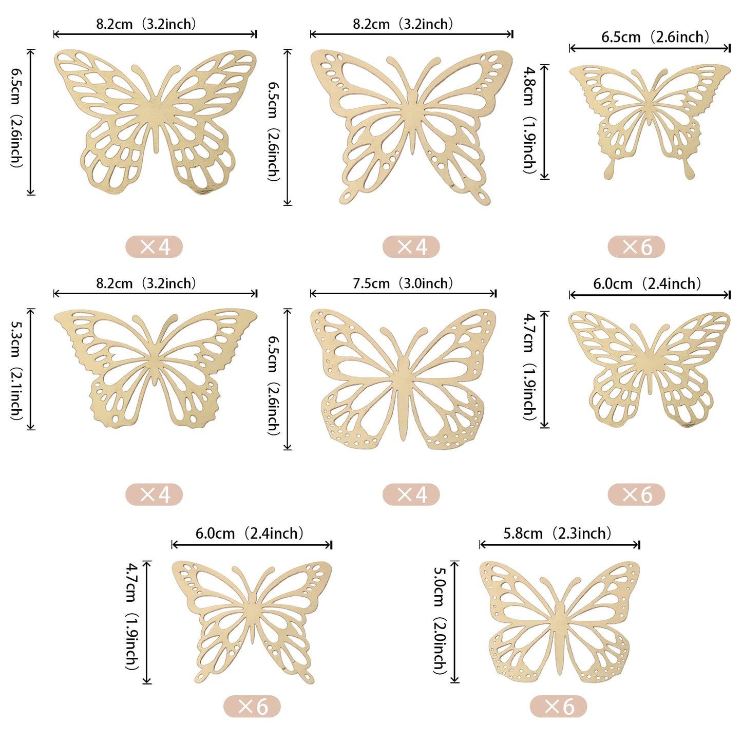 40 Pcs Laser 3D Butterfly Cupcake Toppers Hollow Arts Butterfly Cake Decorations For Baby Shower Wedding Fairy Birthday Party Su