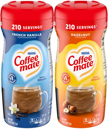 Coffee mate French Vanilla, Hazelnut Powdered Creamer Variety, 15 oz (Pack of 2)
